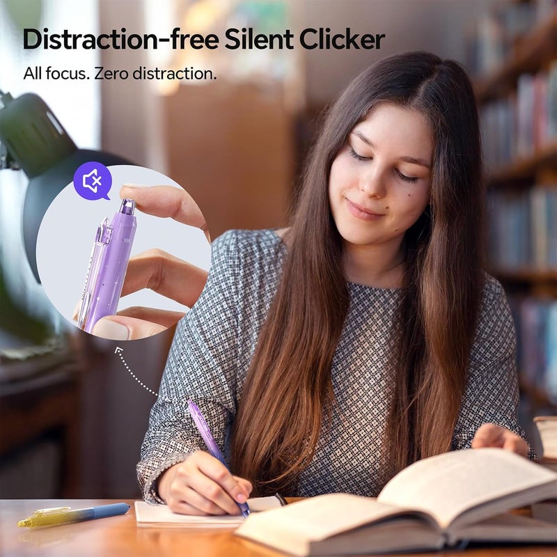 WRITECH Gel Pens Fine Point: Blue Ink 0.7mm Retractable 4ct Smooth Writing with Aesthetic Gradient Color Barrel for Journaling Note Taking Silent Click No Smear Nebula Pen Set - Image 3